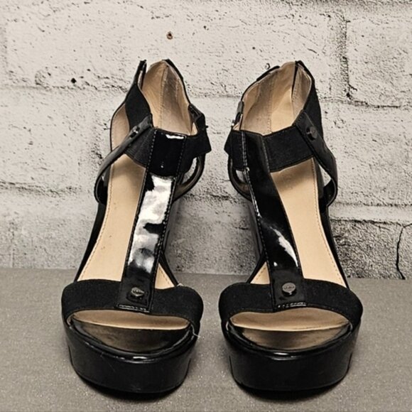 Shoes - Calvin Klein Maribeth Black Wedge Sandals